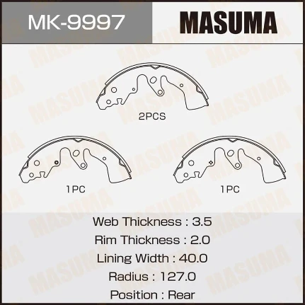Фото для Колодки тормозные барабанные Masuma, комплект на ось (4 шт), арт. MK-9997