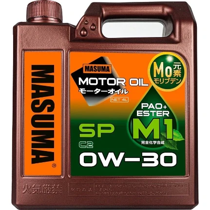 Фото для Масло моторное Masuma Motor Oil M1 0w30, синтетическое, API SP, ACEA C2, универсальное, 4л, арт. M-1009E