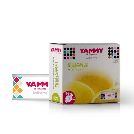 Фото для Ароматизатор на торпедо Yammy Lemon Squash (Лимонная свежесть), меловой, баночка, арт. S013