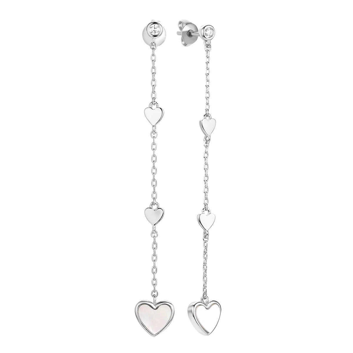 Серьги Heart из Серебро 925 с вставками из перламутр, фианит Fresh Jewelry