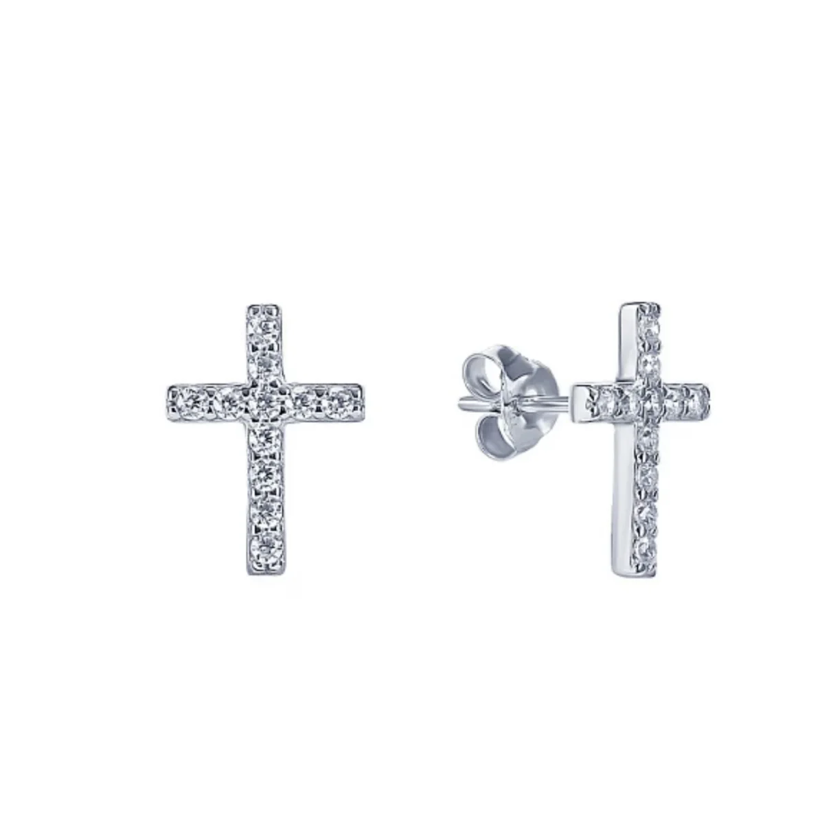 Серебряные серьги-пусеты в форме креста MIE