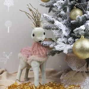 Фото для Фигурка декоративная Олень винтажная велюровая розово-мятная