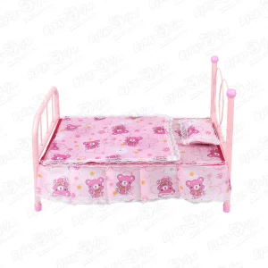Кроватка для куклы Lanson Toys с розовым покрывалом