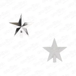 Фото для Украшение елочное наконечник звезда серебряная 20см в ассортименте