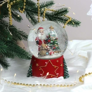 Фото для Шар снежный Lanson goods Елка с Дед Морозом музыкальный стекло пластик 10см