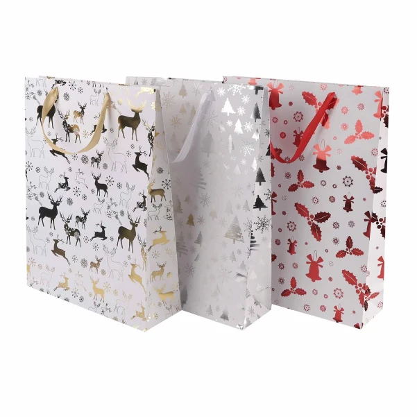Фото для Пакет подарочный новогодний с рисунком в ассортименте 42х31х10см