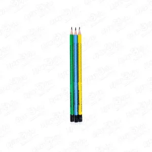 Фото для Набор трехгранных карандашей с ластиком 3шт