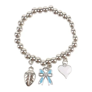 Фото для Металлический браслет с подвесками листика-бантика и сердечка