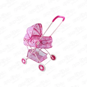 Коляска Lanson Toys Doll Stroller Sweet candy прогулочная с капюшоном и багажником розовая