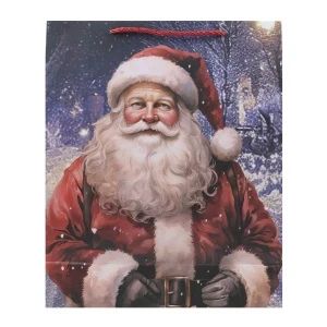 Фото для Пакет подарочный Lanson goods с праздничным Сантой разноцветный 32×26×10см