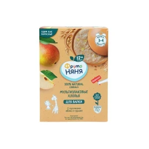 Фото для Каша ФрутоНяня безмолочная мультизлаковая яблоко груша для варки 200г с 12 мес
