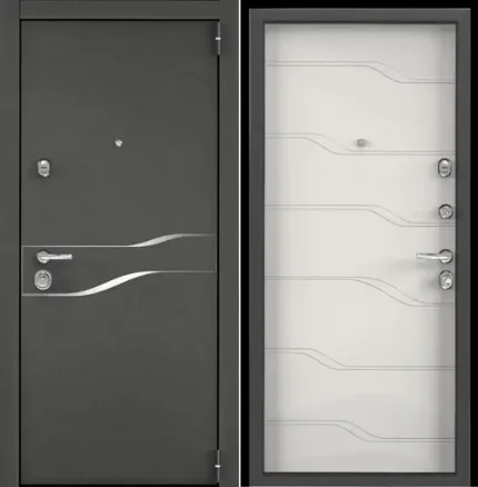 Фото для Дверь металлическая колоре гриджио SP-15,правая,МДФ СТ милк матовый SO-HT-6,фурн.хром 860*2050*70 (1