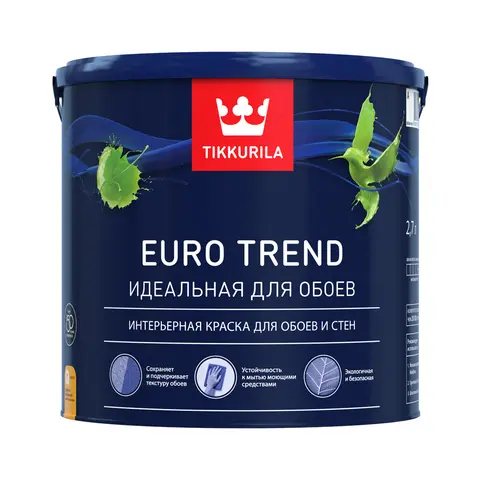 TIKKURILA Краска для обоев и стен матовая "Euro Trend" основа А 2,7 л