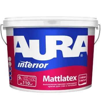 Краска в/д для стен и потолков моющаяся матовая "Aura Mattlatex" 9,0 л ЭСКАРО