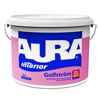 Краска в/д для стен и потолков особопрочная "Aura Golfstrom" 0,9 л ЭСКАРО