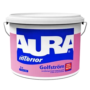 Фото для Краска в/д для стен и потолков особопрочная "Aura Golfstrom" 0,9 л ЭСКАРО