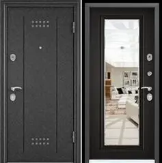 Дверь металлическая черный шелк DL-2,левая,МДФ венге СК6М,фурнитура хром 950*2050*70 (1,5мм) ТОРЭКС