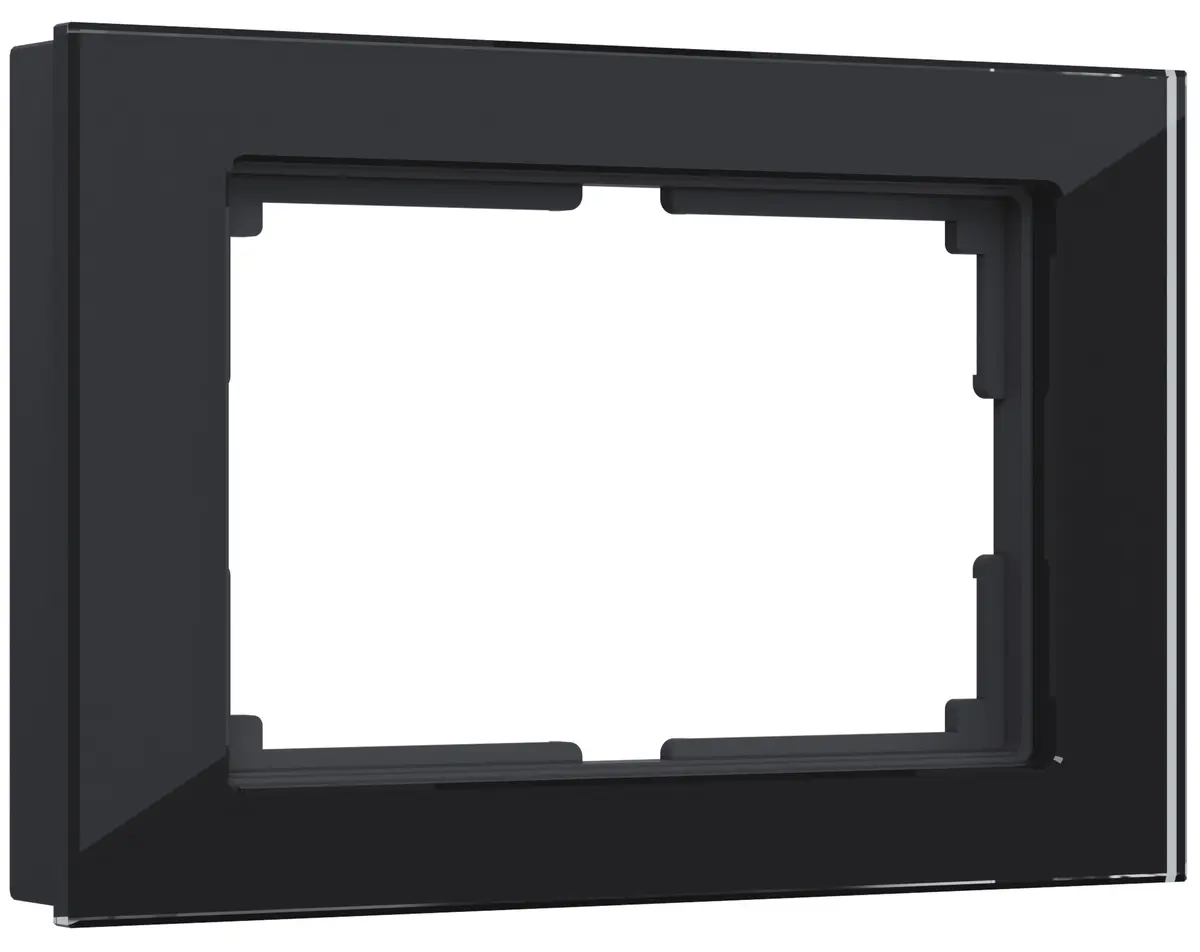 Рамка Favorit для двойной розетки черный стекло Werkel