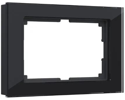 Рамка Favorit для двойной розетки черный стекло Werkel