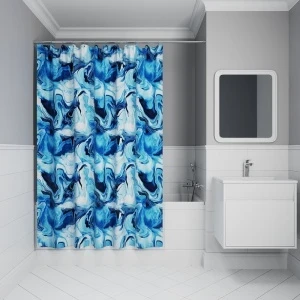 Фото для Штора для ванной полиэстер 200х180 см IDDIS голубо-синяя 1/10