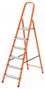 Фото для Стремянка 6 ступ.стальная, оцинков ступени, оранжевая СИБРТЕХ