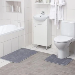 Фото для Набор ковриков для ванны и туалета ВОЛНА 40х50хсм/50х80см 2 шт серый