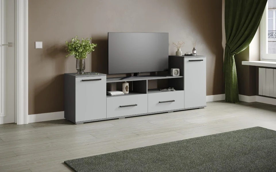 Фото для Тумба ТВ Парус-2 (Графит серый/Камень серый)