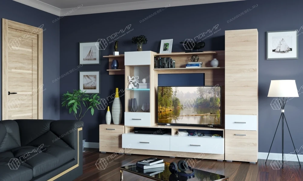 Фото для Гостиная Элиза вариант №1 (Дуб сонома/Белый глянец)
