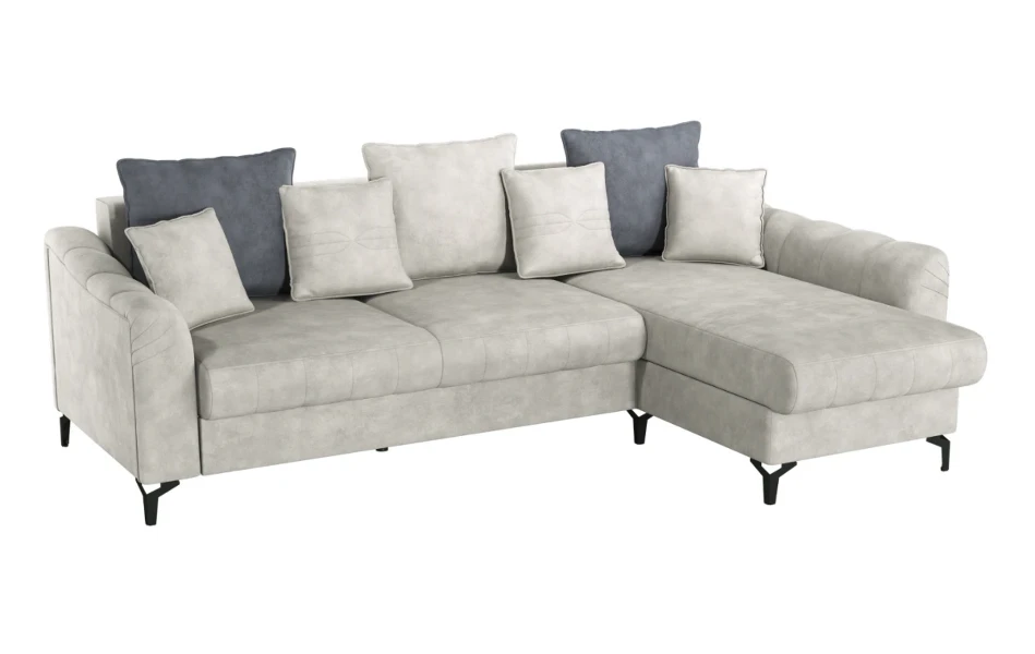 Фото для Диван-кровать угловой (правый) Одри (Велюр 060 серебристый серый/Велюр 068 графит)