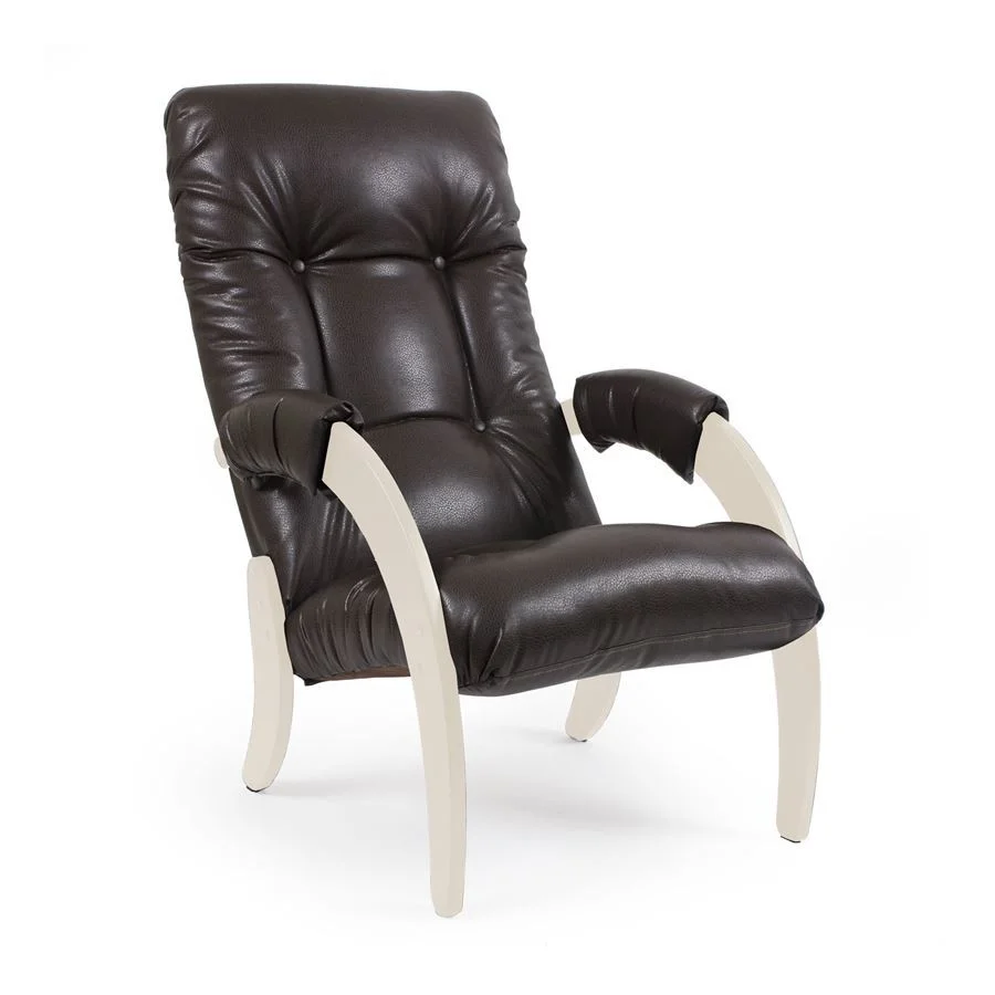Кресло для отдыха Консул Модель 61 (Венге-эмаль/Экокожа Коричневый Vegas Lite Amber)