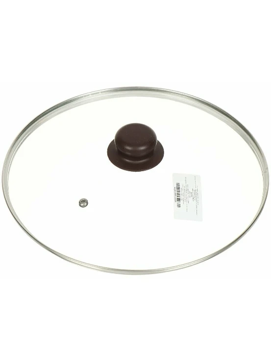 Крышка для посуды стекло, 28 см, Daniks, Коричневый, металлический обод, кнопка бакелит, Д4128K