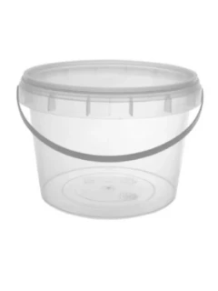 Ведро 0,8 л прозрачное с крышкой 1/300