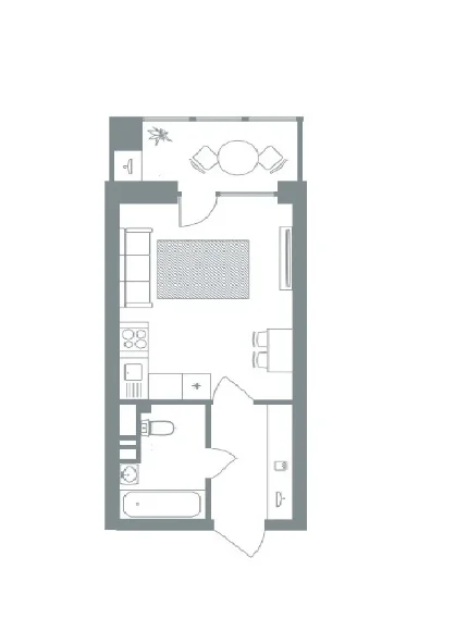 Квартира-студия, 27,6 м²