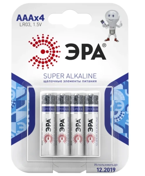 Фото для Батарейка ЭРА LR03-4BL (120/960/38400)