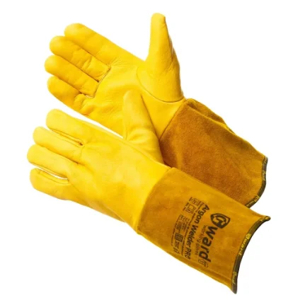 Фото для GWARD Argon Welder Pro Краги из коричневого спилка с перчаткой из желтой кожи,прошиты огнеупорной ни
