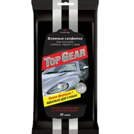 Фото для Салфетки влажные «Top Gear» для стекол, зеркал, фар, пакетная уп.30шт