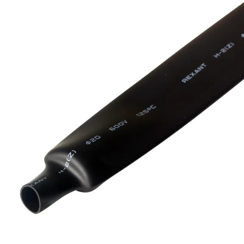 Термоусаживаемая трубка REXANT 20,0/10,0 мм, черный, (10 шт. в упак) по 1 м