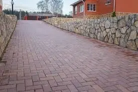 Тротуарная плитка "кирпич" цвет бордо h 8 см