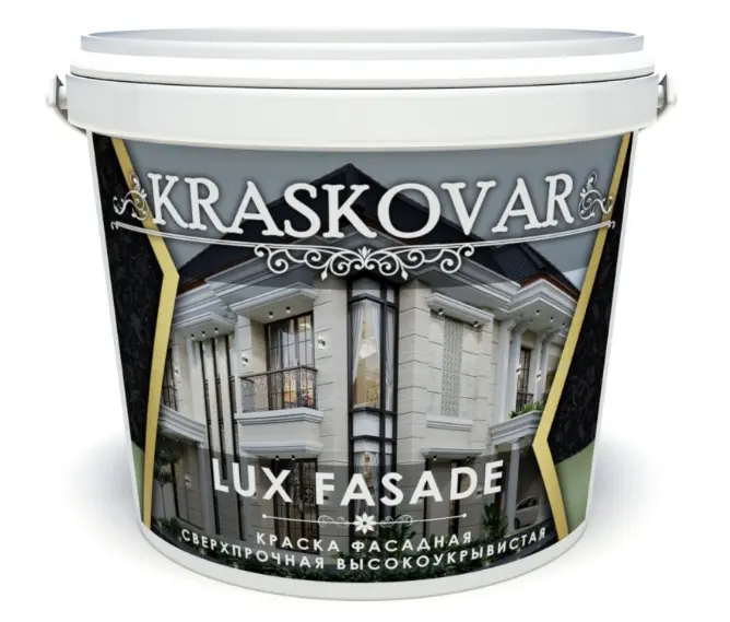 Краска фасадная Kraskovar LUX FASADE высокоукрывистая, сверхпрочная ремонт, дом помещение, строительство