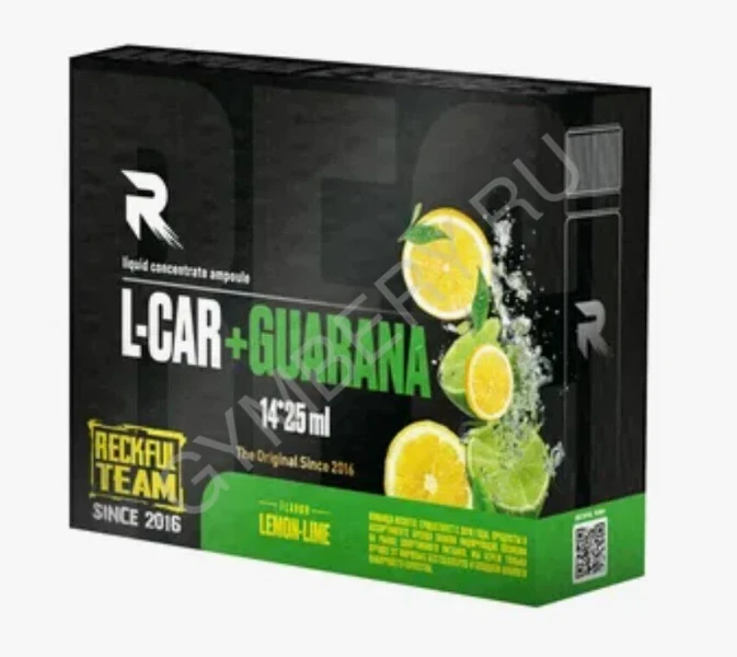 Фото для RECKFUL L-Carnitine + Guarana 4000mg 25 ml amp (Lemon Lime), упаковка (уп./14 штук)., арт. 2608043