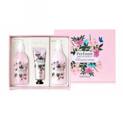 Фото для Medi Flower Набор средств для ухода за телом c цветочным ароматом Body Care Special Set Perfume Romantic Holiday, 300/300 мл /80