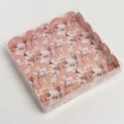 Коробка с PVC крышкой «Цветы», 18 × 18 × 3 см