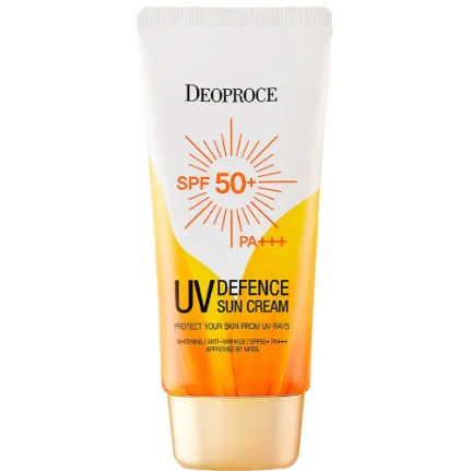 Солнцезащитный крем с муцином улитки Deoproce UV Defence Sun Protector SPF 50+ PA+++