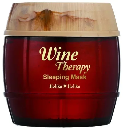 Фото для Ночная маска Holika Holika Wine Therapy Sleeping Mask - Red Wine Ночная несмываемая винная маска для лица с экстрактом французко