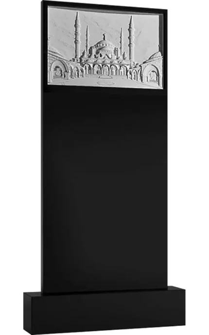 Фото для Мусульманские памятники из гранита вертикальные резные черные ВАР-89 (премиум-класс)