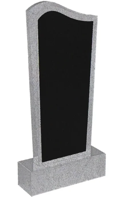 Фото для Памятник вертикальный из светло-серого гранита со вставкой из черного гранита ВБА-4