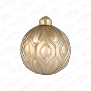 Украшение елочное шар с рельефом лофт золотой стеклянный 8см