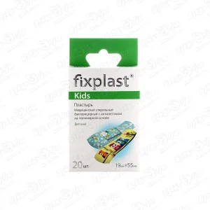 Лейкопластырь fixplast Kids бактерицидный с антисептиком 19х55мм 20шт