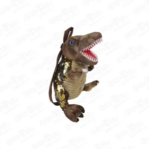 Игрушка-рюкзак мягкая Тираннозавр в пайетках коричневый