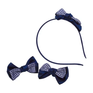 Фото для Набор из ободка и двух резинок синие в клетку